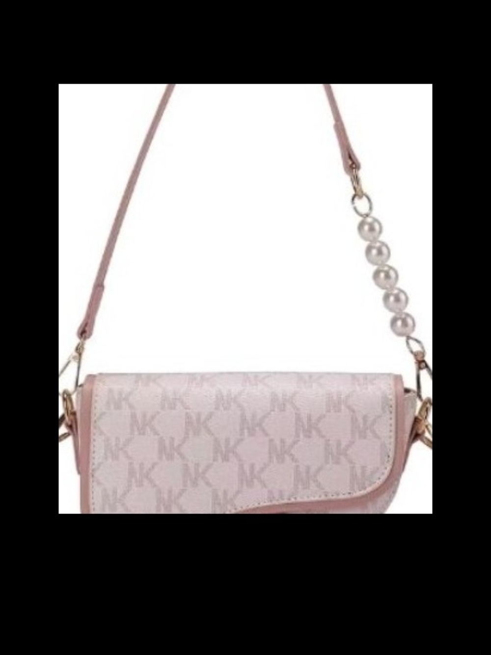 Michael Kors Pale Pink Signature Crossbody with Pearl Strap
